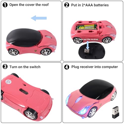 Wireless 3D Sports Car Shape Ergonomic Optical Mini Mouse – Packaging