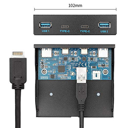 Front Panel: JSER USB 3.1 Front Panel Header 19pin to USB-C – Close-up Detail