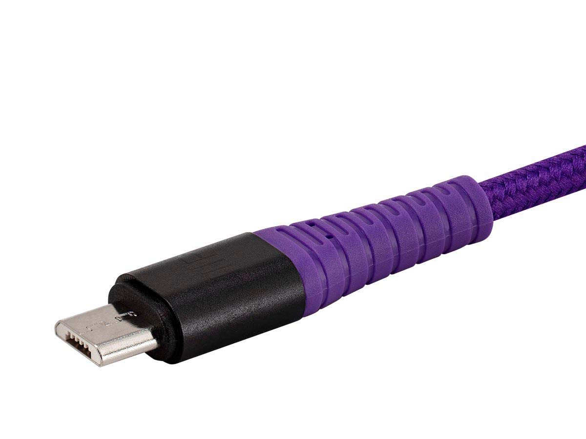 Monoprice USB 2.0 Micro B to Type A Charge and Sync Cable - 6 Feet - Purple, Durable, Kevlar-Reinforced Nylon-Braid - AtlasFlex Series