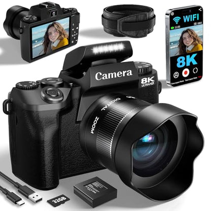 Digital Camera: 8K WiFi 64MP Vlogging Camera for YouTube – Front View