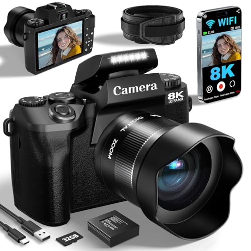 Digital Camera: 8K WiFi 64MP Vlogging Camera for YouTube – Front View