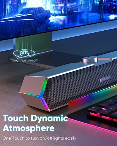 Computer Speakers: LENRUE G11 Desktop Touch Lights PC – Close-up Detail