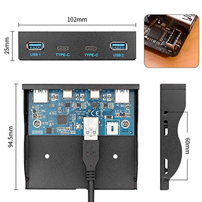 Front Panel: JSER USB 3.1 Front Panel Header 19pin to USB-C – Back View