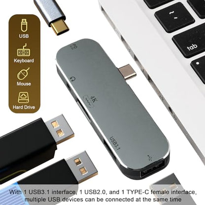 Port Leehitech: Leehitech USB C Hub 5-in-1 Multiport Adapter – Back View