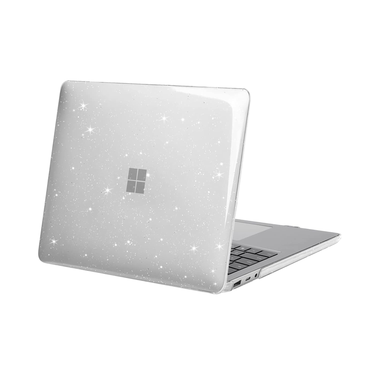 MOSISO Case Compatible with Surface Laptop 5/4/3 13.5 inch 2022 2021 2019 Release with Metal Keyboard (Models: 1951 & 1868), Protective Glitter Sparkly Plastic Hard Shell Case Cover, Transparent