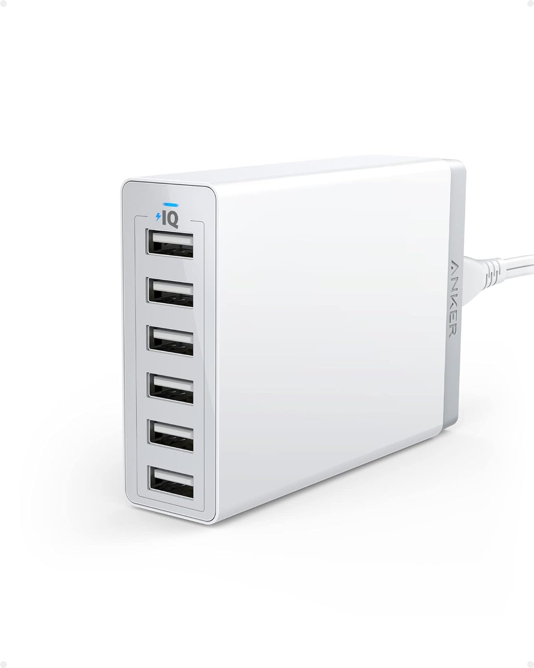 Anker A2123Y21 6-Power Port USB Wall Charger with Cable (White), Universal, White