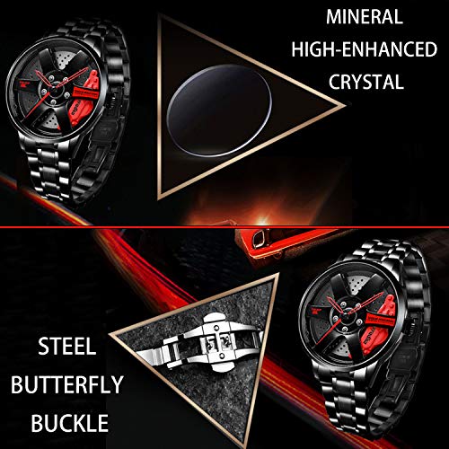 Car Watch: Boyadka Car Wheel Watch Stainless Steel Watch – Close-up Detail
