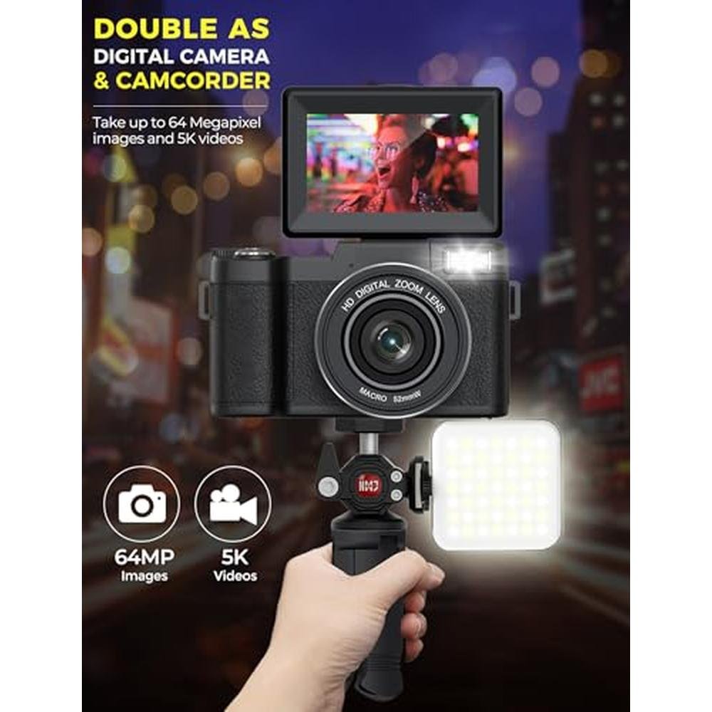 Camera Digital: 5K WiFi 64MP Autofocus Full HD Vlogging – Side View