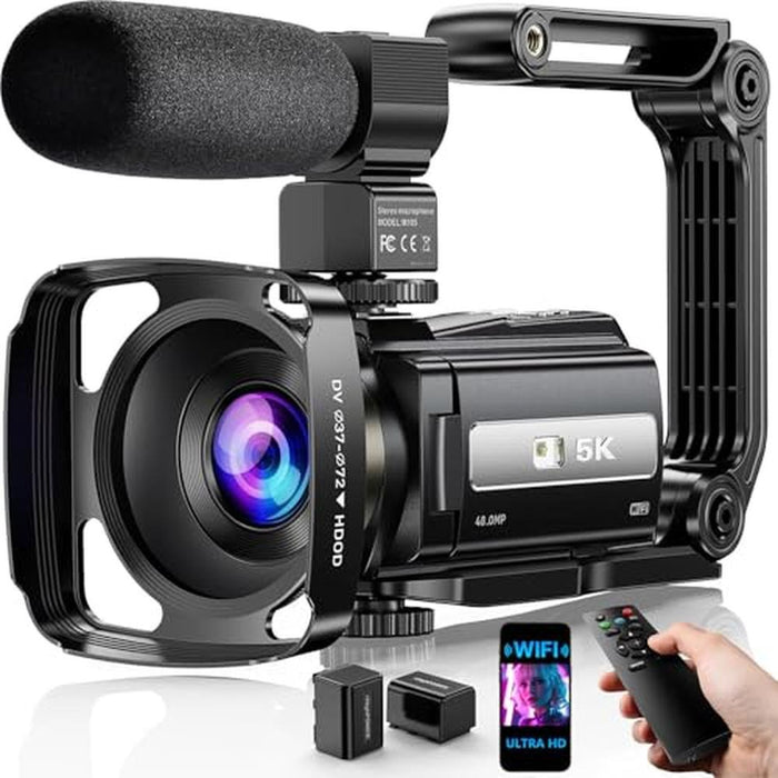 Camera Video: 5K Video Camera Camcorder UHD 48MP WiFi – Front View