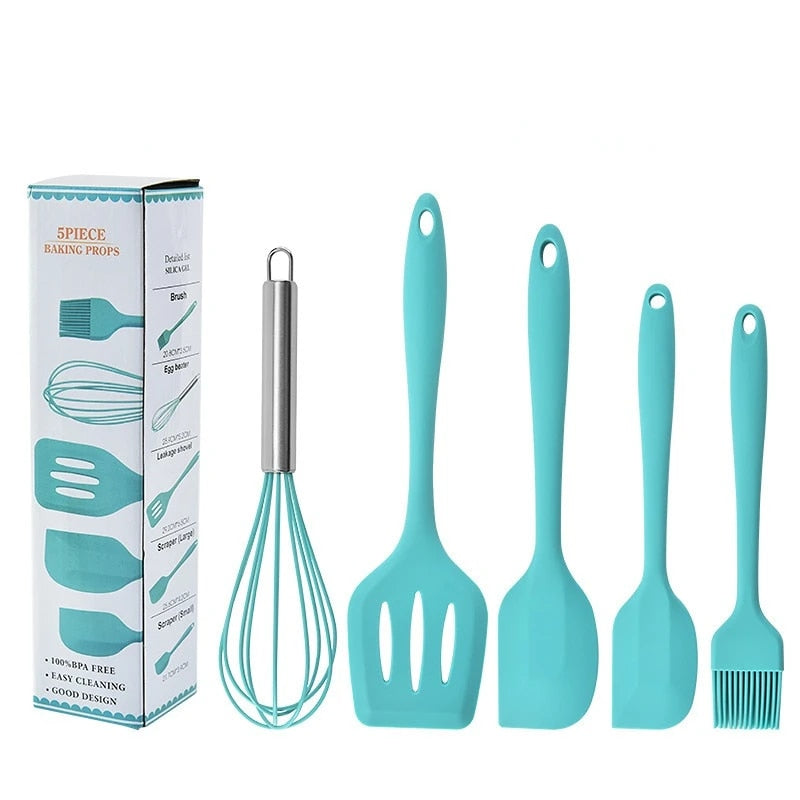5-Piece Silicone Kitchenware Set: Beater, Scraper, Shovel, Cooking Tools