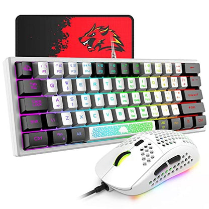 Mouse Gaming: XINMENG 60% Wired Gaming Keyboard and Mouse – Front View
