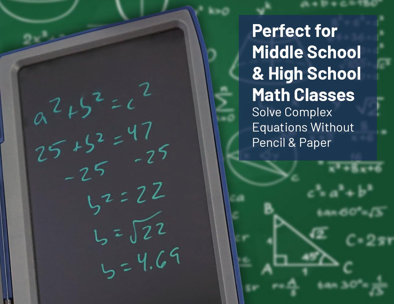 Achieva Scientific Calculator with Erasable LCD Writing Tablet | 2-Line Display | Dual Solar & Battery Power | for Students in Middle School, High School (970)