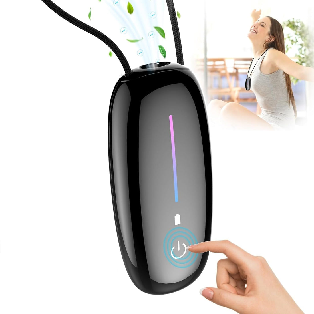 AirKitty Personal Air Purifier Necklace,Portable Size, Wearable for Outdoor (Touch Panel)