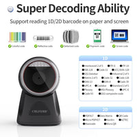 1D 2D Barcode Scanner,CMLFDMB Omnidirectional Hands-Free Automatic USB Wired QR Code Scanner Reader,Plug and Play,Compatible with Windows,Mac,Android,Linux Systems,for Supermarket,Retails,Library