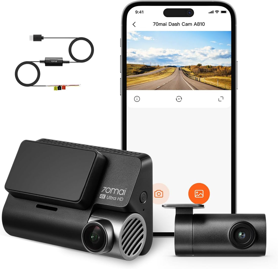 70mai New 4K Dash Cam A810 with Sony Starvis 2 IMX678,Dual HDR Front and Rear Cam,Built in GPS,Night Owl Vision,Support 256GB Max,Smart Parking Guardian Mode,AI Motion Detection,Time-Lapse Recording