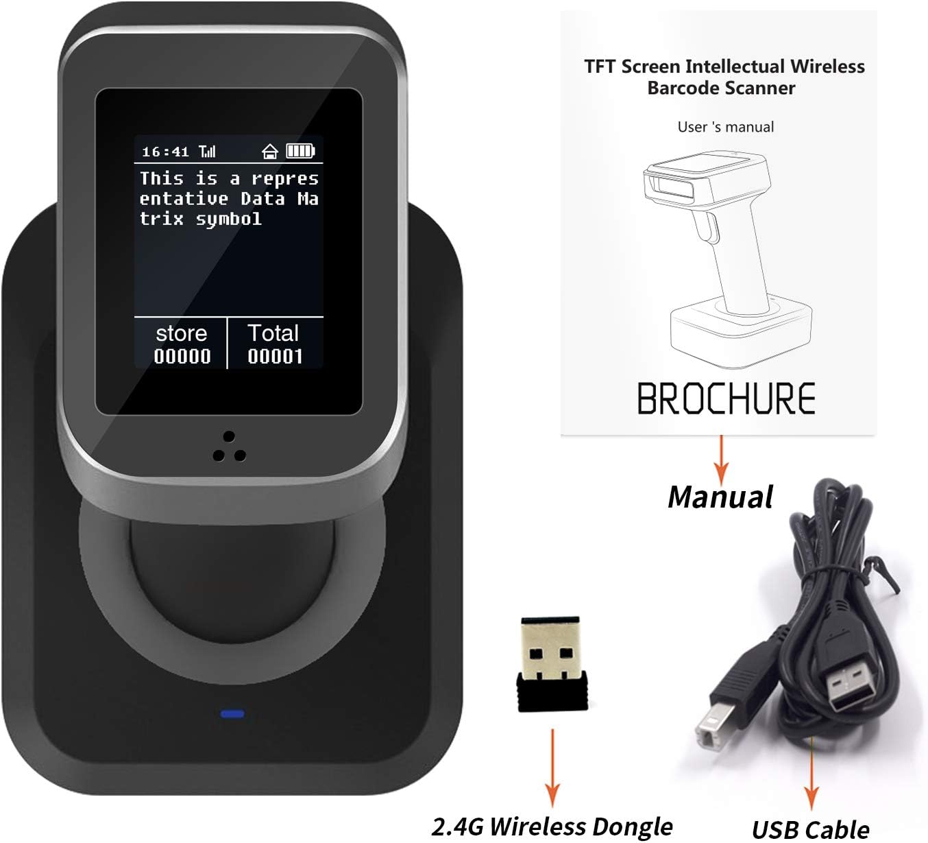 Symcode 2D QR Bluetooth Barcode Scanner with Screen Display – Back View
