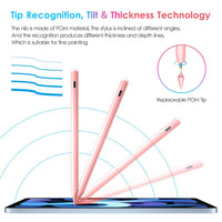 DTTO Stylus Pen for Apple iPad 10th/9th/8th/7th/6th Generation, Pro 11 Inch, Pro 12.9 Inch 6th/5th/4th/3th Gen, Mini 6th/5th Gen, iPad Air 5th/4th/3rd Gen, Palm Rejection, Pink