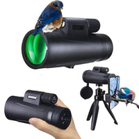 Monocular Telescope, Baacony HD Monocular for Adults with Smartphone Adapter & Tripod,Black Compact Monocular for Bird Watching Hiking Camping Hunting Wildlife Travel