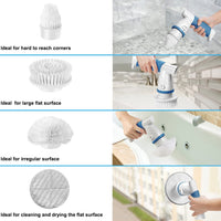 IEZFIX Electric Spin Scrubber Shower Cleaning Brush Tools Bathroom Power Scrub Brush Portable Rechargeable with 4 Replaceable Scrubbing Heads for Bathtub,Toilet,Tile Floor,Wall,Sill,Sink,Stove Cooker