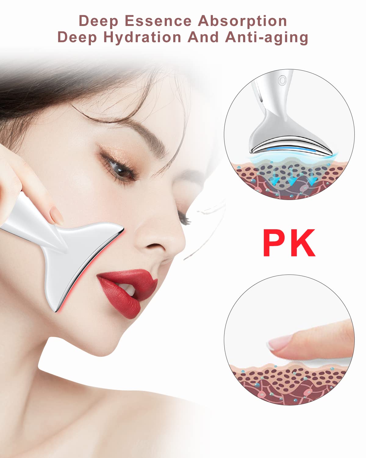 Facial Neck Massager for Skin Care Electric Face Neck Lifting Massager with 45ââ€žÆ’ Heat & 3 Massage Modes for Wrinkles Facial Massager(White)