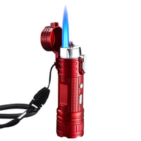 Electronic Lighter, Jet Flame Torch Lighter USB Rechargeable Lighter LED Lighting 4 in 1, Dual Arc Butane Lighter Windproof Electric Lighter with Charge Cable,Multifunctional Lighter for Gifts(Red)