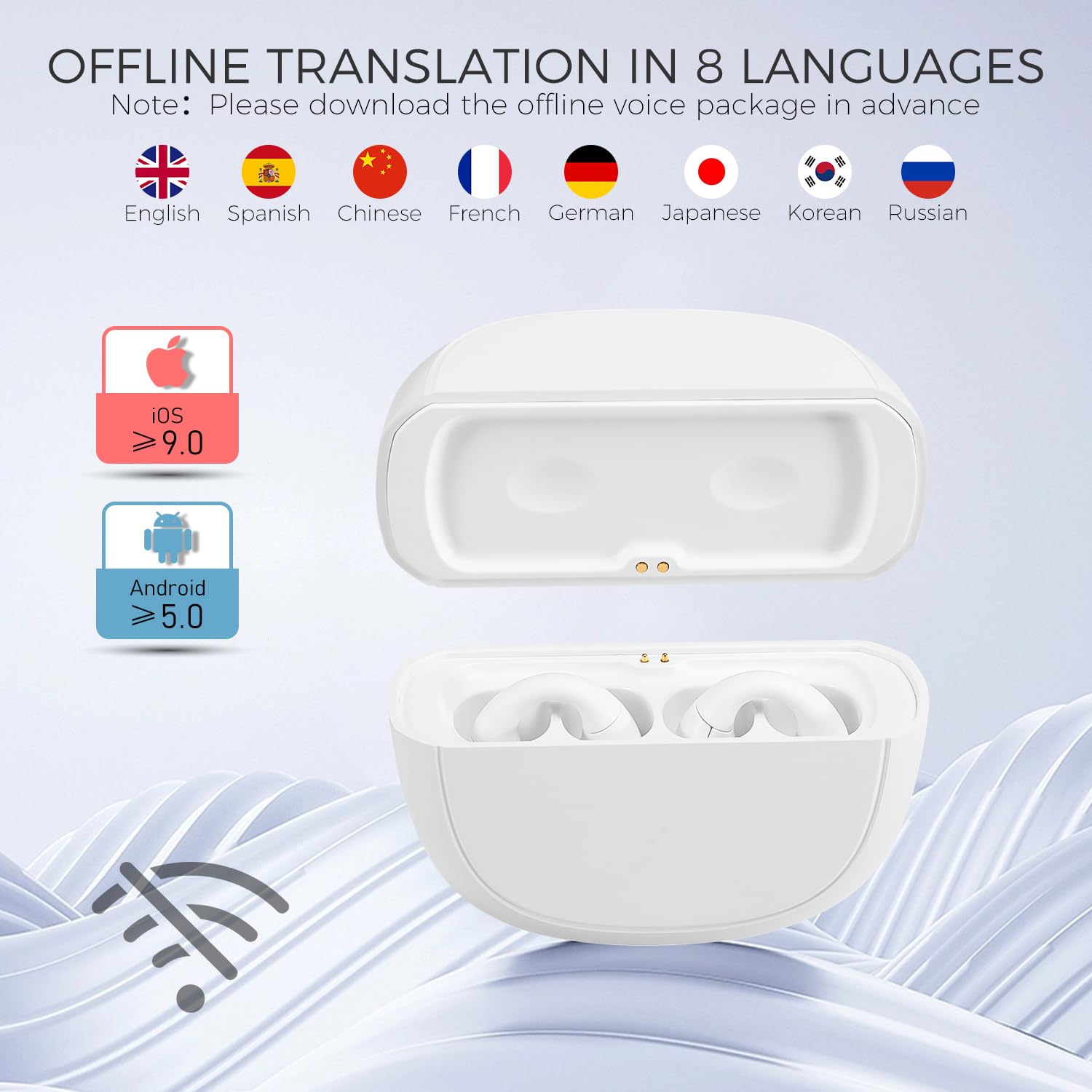 Language Translator Earbuds Offline Translator Language Translator Device with 74 Languages & 70 Accent 144 Languages Online Instant Voice Language Translator with Bluetooth & APP Translator Earbuds