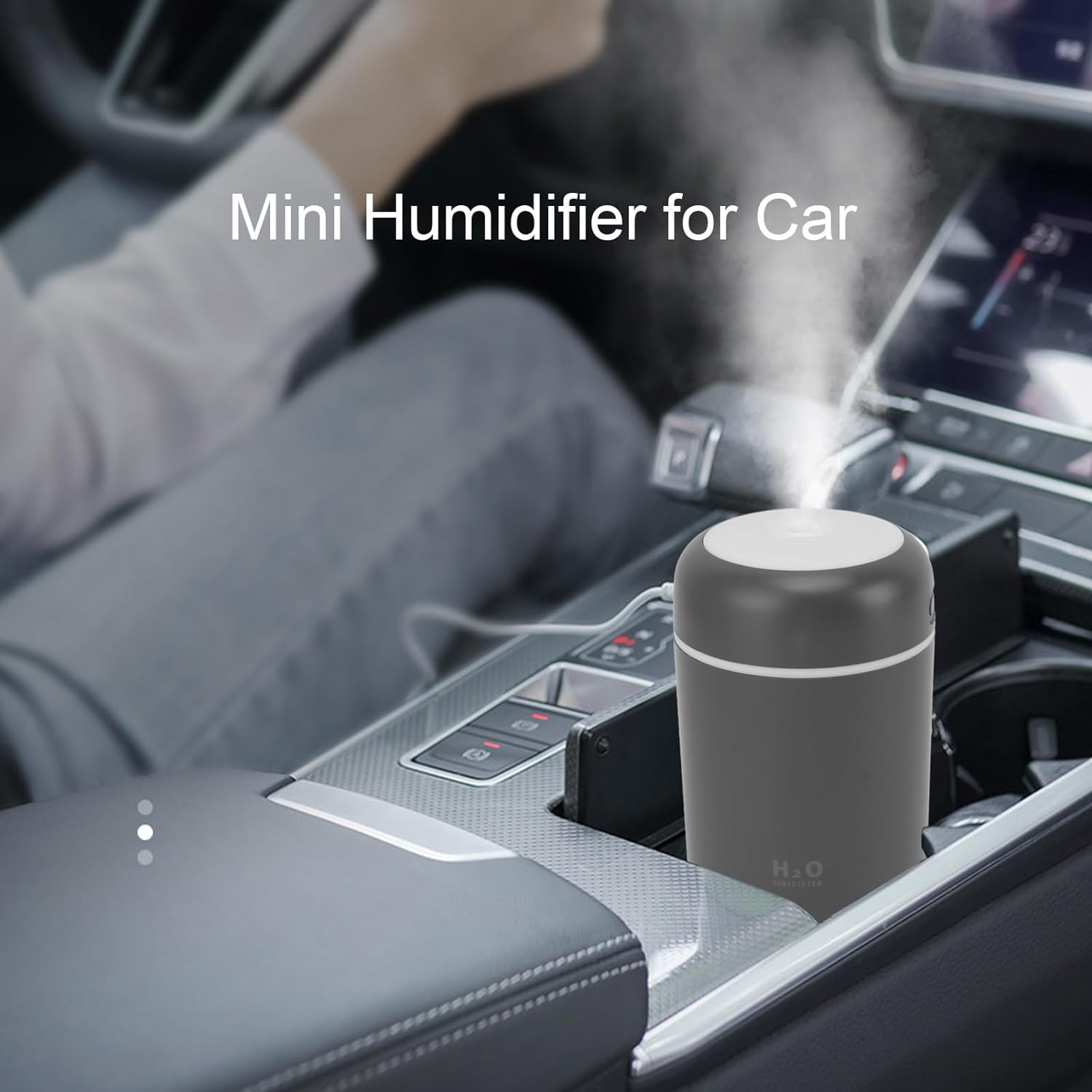 AYNEFY Humidifier for Car USB Air Freshener Diffuser for Mini Silent Cup Plug in Hydration with for Creative Car Air Freshener for Room Diffuser Whole House Humidifiers (Gray)