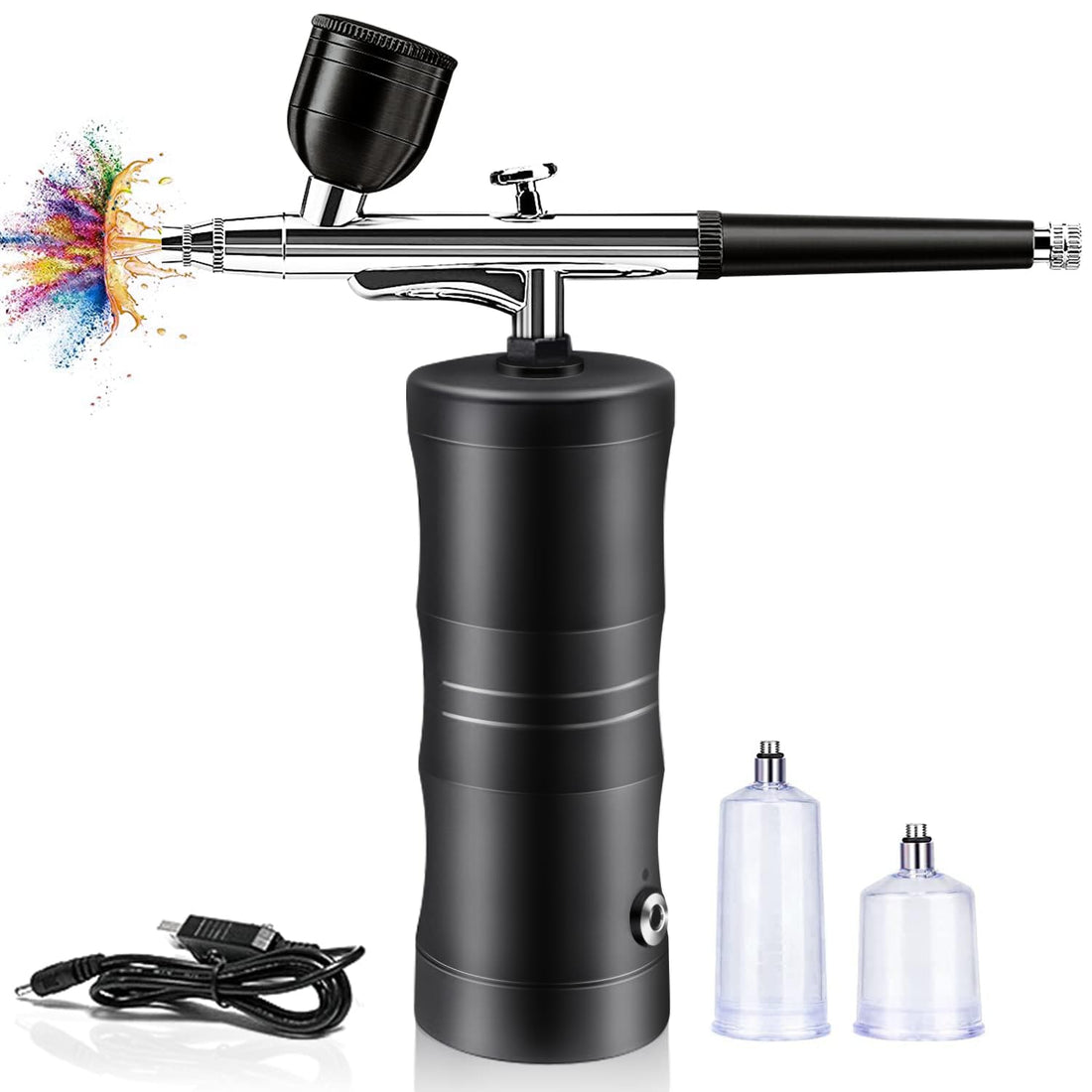 Airbrush Kit with Compressor,Rechargeable Cordless Airbrush Kit with 0.3mm Tip Makeup Machine Airbrush Nail, Nailart, Painting, Cake