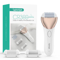VOYOR Electric Foot File Hard Skin Remover Foot, Rechargeable Callus Remover for Feet Pedicure Tools Foot Care for Dead Skin Calluses with 3 Replacement Rollers Pedicure CR300(Champagne Gold)