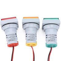 DROK AC Volt Amp Tester, 3pcs AC 50-500V 100A Voltage Current Monitor Digital LED Display Voltmeter 110v 220v Volt Detetor Green Red Yellow Signal Indicator Light Panel