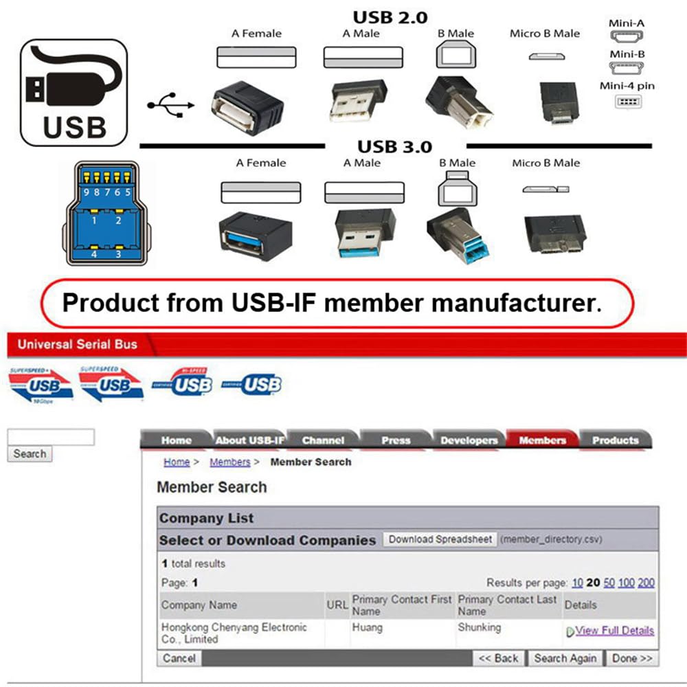 NFHK USB 3.0 Type-A Male to Standard 3.0 B Male Cable Silver 5Gbps for Disk SSD Camera Data 30cm