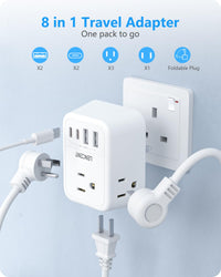 LENCENT 2X UK Plug Travel Adapter, Charger with 4 AC Outlets and 4 USB Ports (2 USB-C), American to English Type G Plug Converter with Earth Outlet, for UK, Ireland, Hong Kong