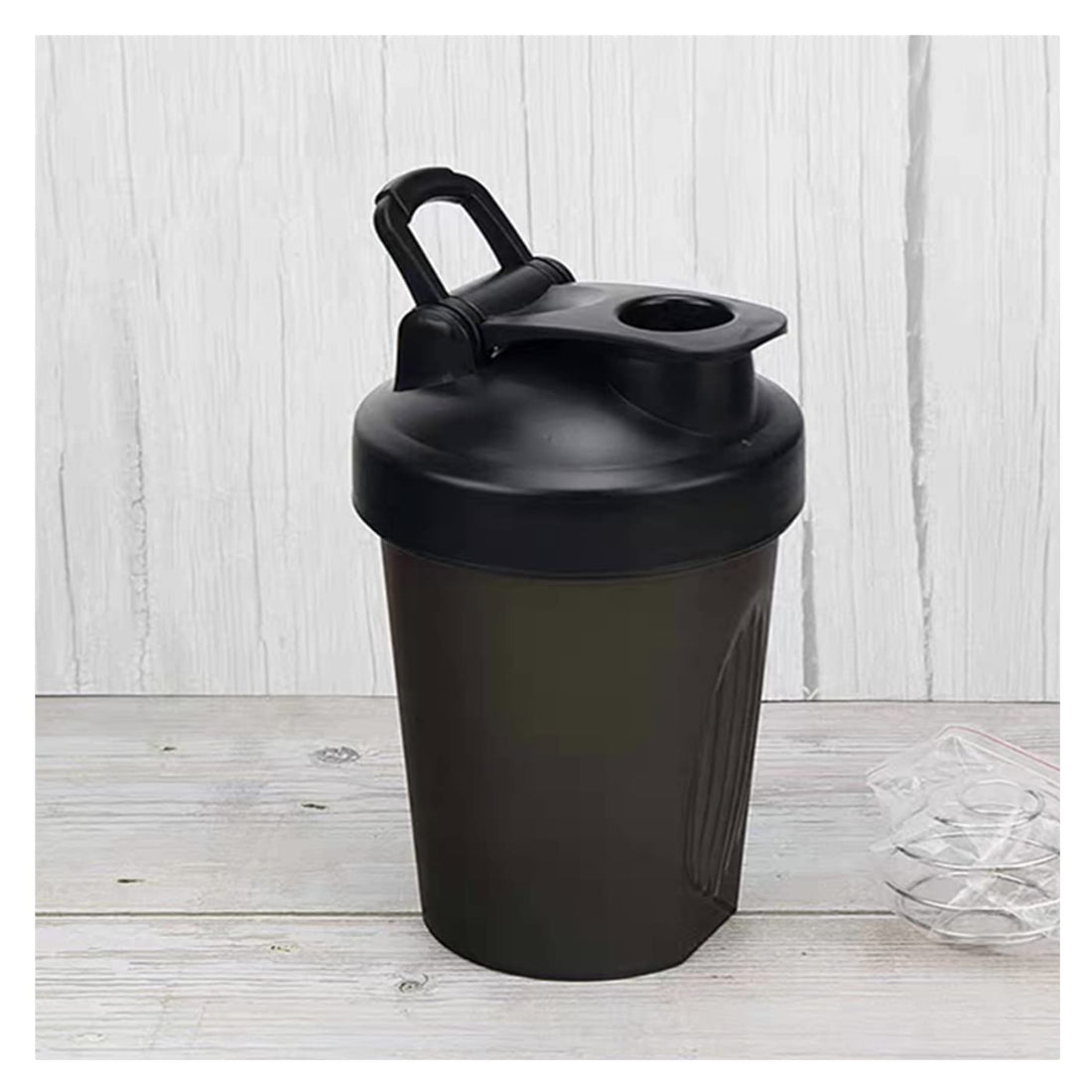 BLUEGALA Protein Shaker Bottle, 400 ml / 16 oz Tritan Shaker Cup with Measurement Marks & Whisk Ball, BPA Free & Leak Proof (Black Top/Black Body, 400 ML/16 Oz)