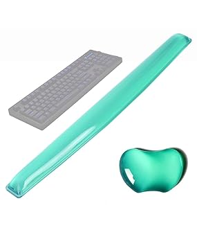 Silicone Gel Keyboard & Mouse Wrist Rest Pad Set Plus- ABRONDA Keyboard & Mouse Wrist Rest Support Heart-Shaped Translucence & Ergonomic & Comfortable & Durable & Pain Relief - Green Set