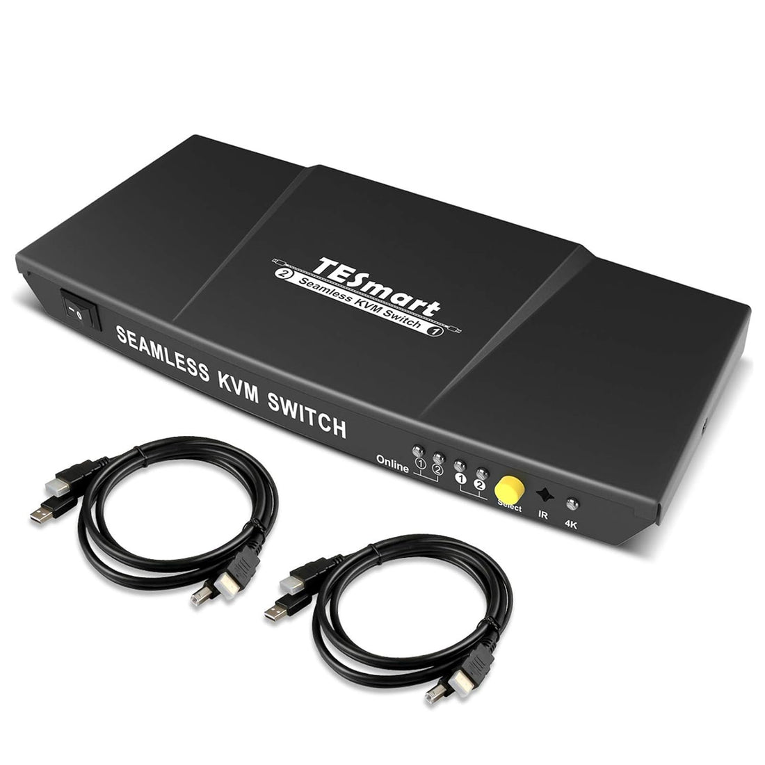 TESmart HDMI KVM Switch PIP KVM Switch Box 4k@30Hz with IR Remote 2 in 1 Out Supports USB 2.0 Hub