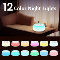 ColorsNoise Sound Machine and White Noise Machine with 30 Soothing Sounds with 12 Colors Baby Night Light with Memory Function (T-White)