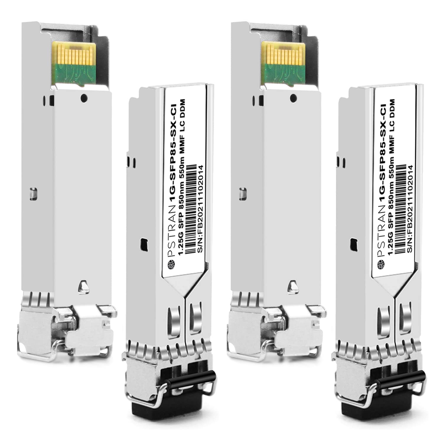 1.25G SFP SX 1000Base-SX Multi-Mode Mini GBIC 850nm MMF 550m LC DOM Transceiver Module for Cisco GLC-SX-MMD GLC-SX-MM SFP-GE-S Ubiquiti UF-MM-1G Finisar D-Link Brocade and More 4 Pack