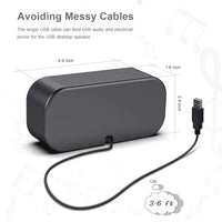 USB Computer Speakers, PC Mini Speakers for Desktop and Laptop, USB Powered Laptop Speaker with Stereo Sound & Enhanced Bass