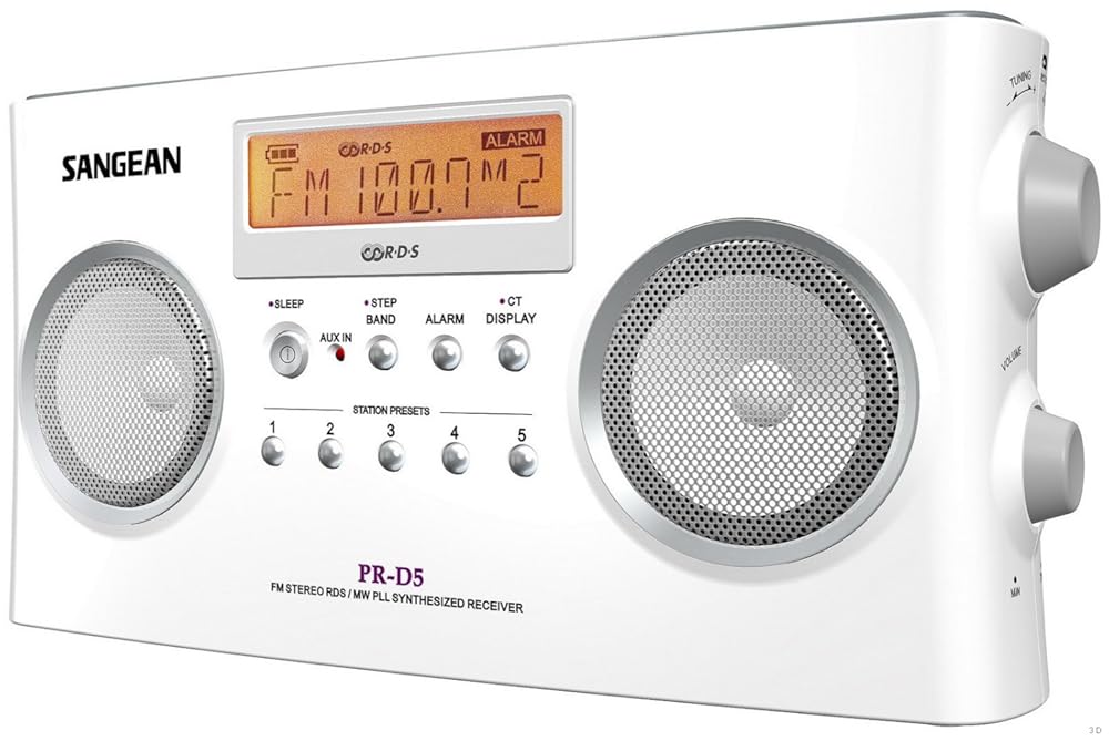 Sangean PR-D5 Portable Radio with Digital Tuning and RDS (White)