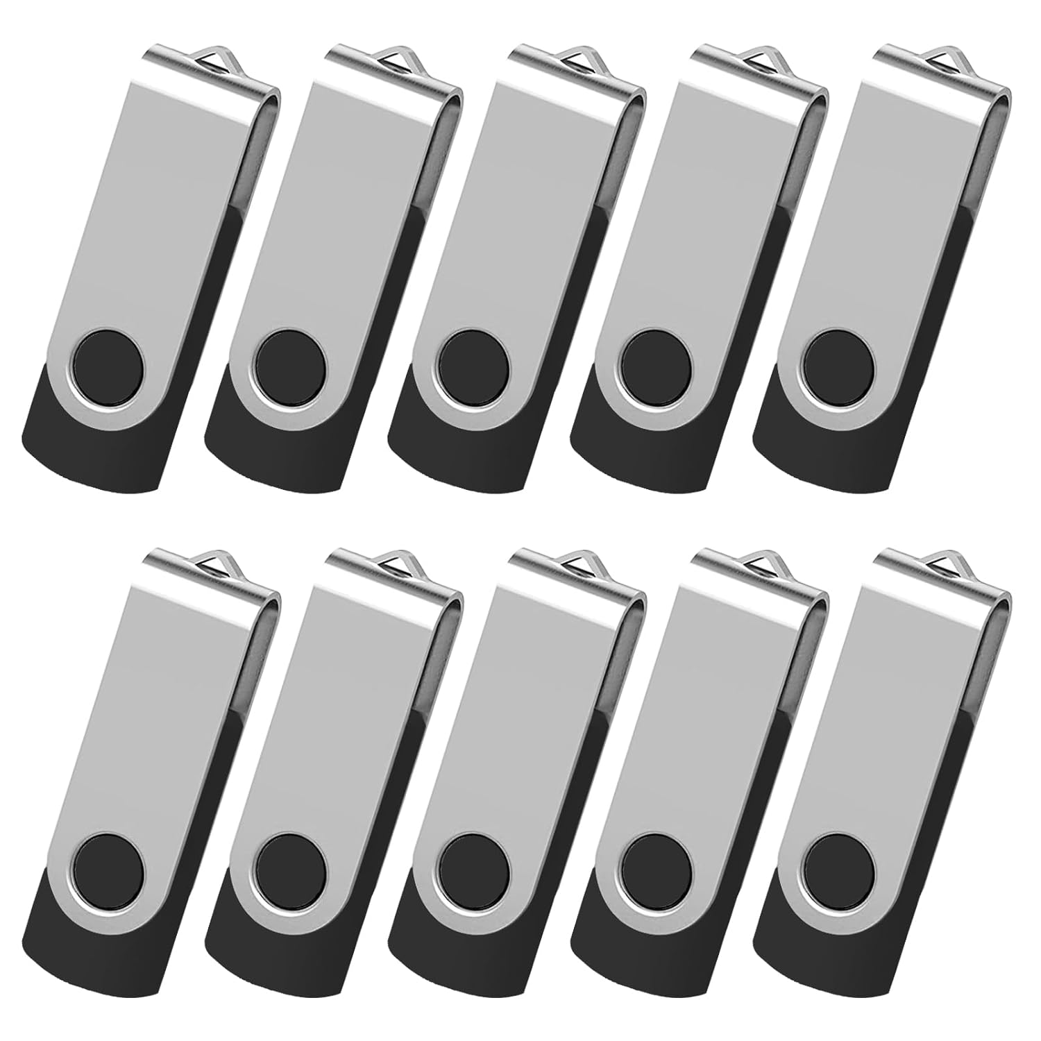 Flash Drive 2GB 10 Pack, Aretop Premium USB2.0 Classic Swivel USB 2GB Flash Drive Pen Drive Memory Stick Thumb Drive Bulk Jump Drive Pack 10Pcs Computer Data Storage Black