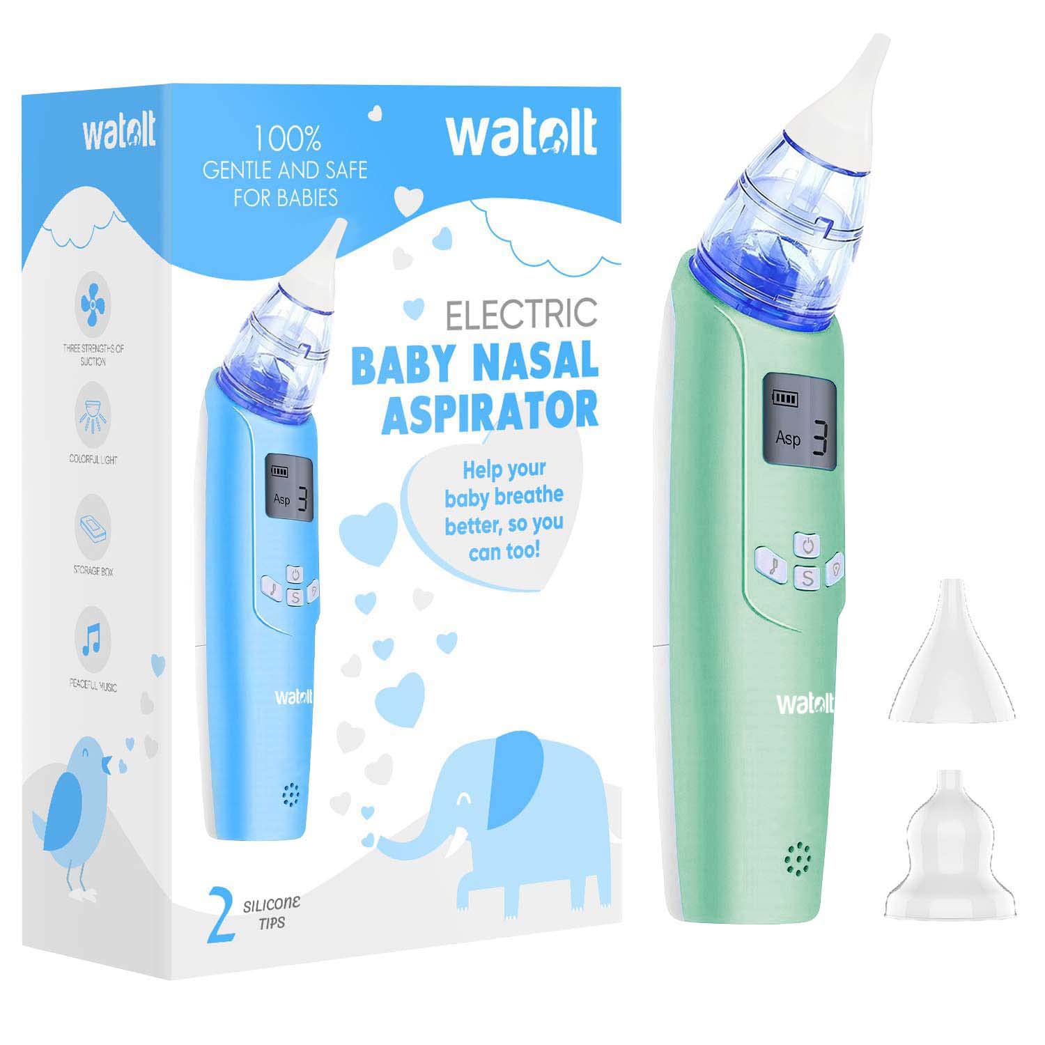 Baby Nasal Aspirator - Electric Nose Suction for Baby - Automatic Booger Sucker for Infants - Battery Powered Snot Sucker Mucus Remover for Kids Toddlers