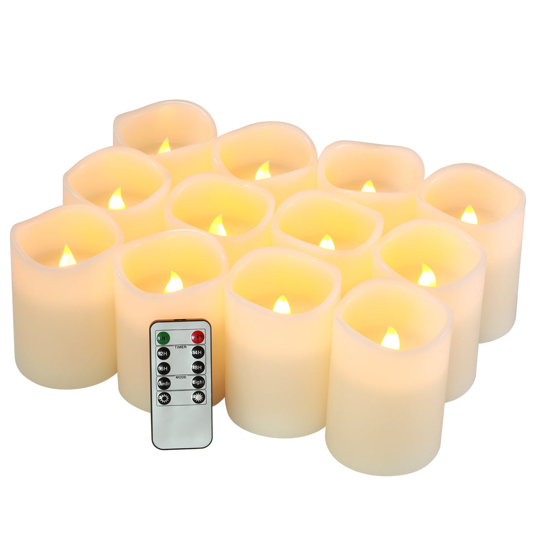 Flameless Candles Battery Operated Candles Set of 12(D:3" X H:4") Pillar Real Wax Led Candles with 10-Key Remote and Cycling 24 Hours Timer