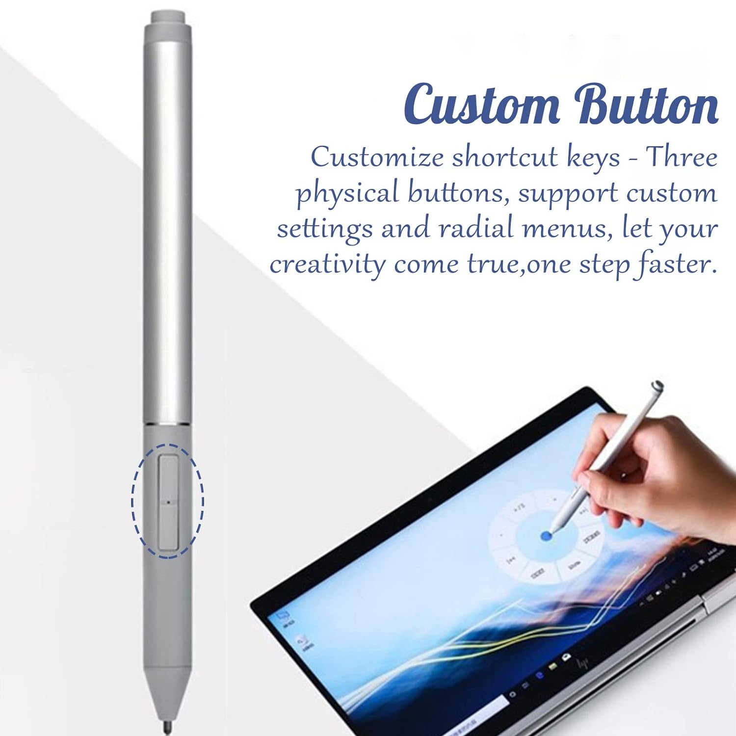 Active Stylus Pen, High Sensitivity Digital Pen with 3 Buttons, Touch Screen Pen for HP EliteBook x360 1030 1040, Elite x2 1013 G3, Elite x2 G4, ZBook Studio x360 G5