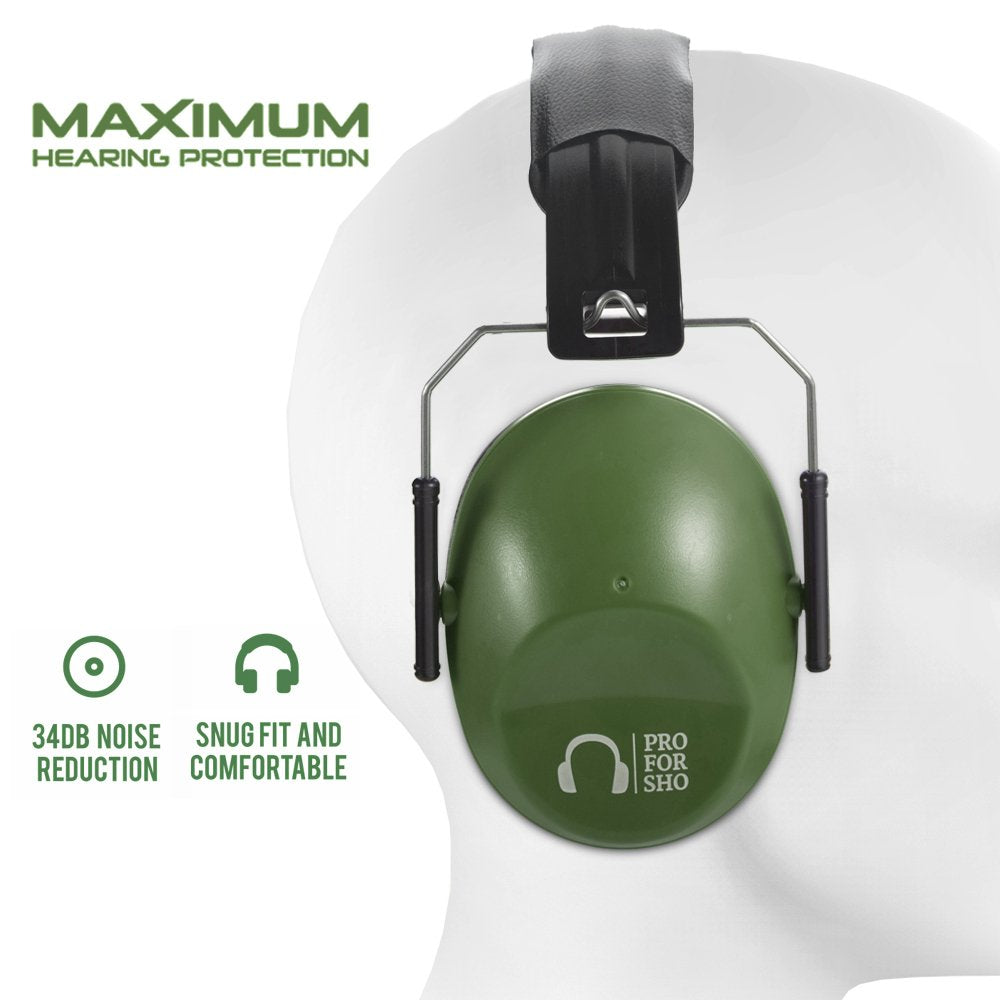 Pro For Sho 34dB Shooting Ear Protection - Special Designed Ear Muffs Lighter Weight & Maximum Hearing Protection