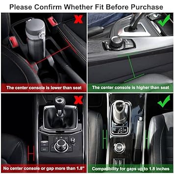 Elegananccy 2 Pack Car Seat Gap Filler, Premium Leather Car Seat Organizer, Universal Fit Car Seat Storage Box, Adjustable Seat Gap Filler for Phones, Glasses, Keys, Cards (Black)