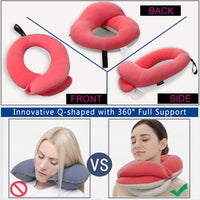 BUYUE Travel Neck Pillows for Airplanes, (Aldult, Dark Pink)