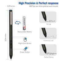 Pressure Sensitive Pen for Microsoft Surface Pro 7, 3 4 5 6 X Go 1 2 Book 1 2 Laptop 1 2 3 Studio 1 2, Aluminum Alloy Stylus Anodic Oxidation & Blasting Material, Palm Rejection (Platinum)