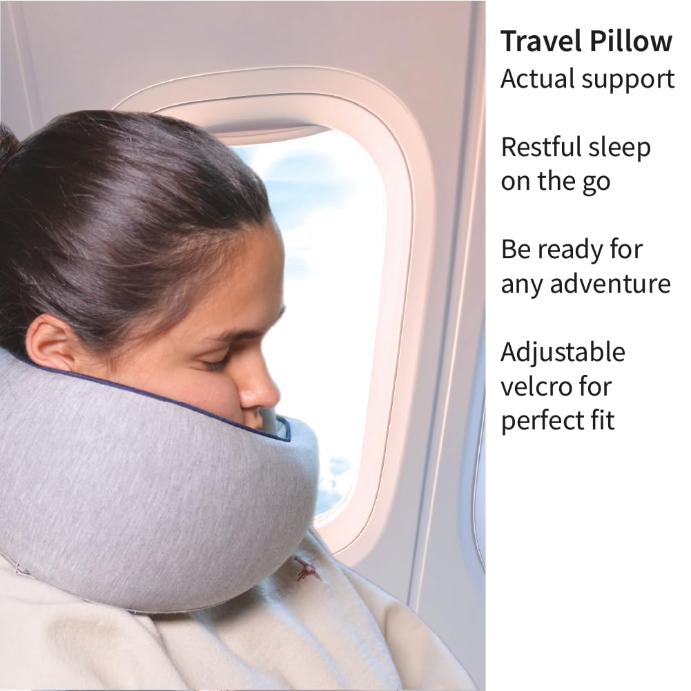 ETONVILLE Memory Foam Travel Pillow | Provides Real Support to Head, Neck, and Chin | Best Firm Airplane Pillow for Long Flights