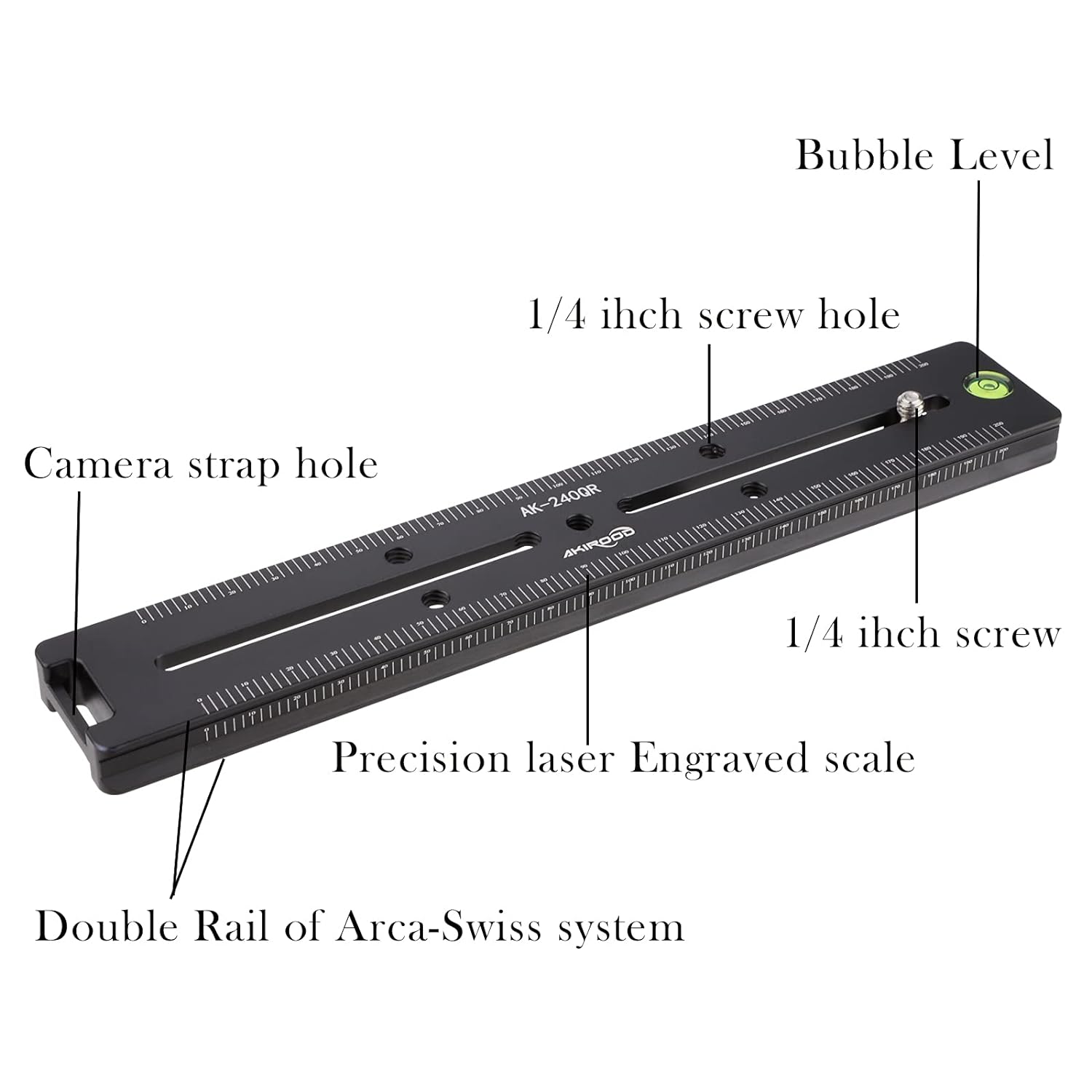 240mm Universal Quick Release Plate, QR Plate Double Dovetail clamp Plate,Tripod Mount Plate fits Arca Swiss Standard Clamp for DSLR Camera Tripod Ball Head, Black