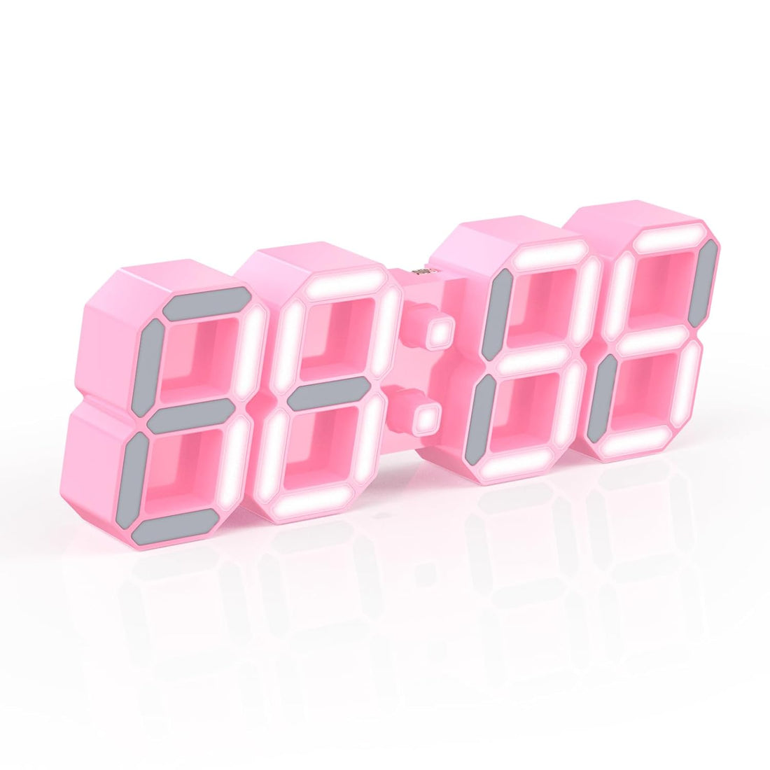 KWYDYP 4.9'' Mini 3D LED Digital Clock - Dual Alarm Clock with Remote, Magnetic, 12/24H, Date & Temp, Auto L1-L4 Brightness, USB-Powered, Nightlight Gaming Set Decor Gifts Clock for Kids - Pink